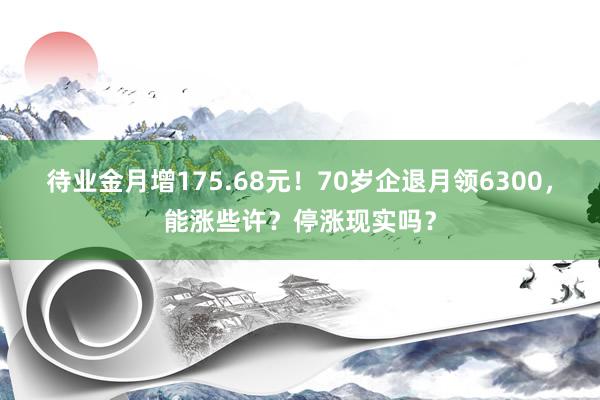 待业金月增175.68元！70岁企退月领6300，能涨些许？停涨现实吗？