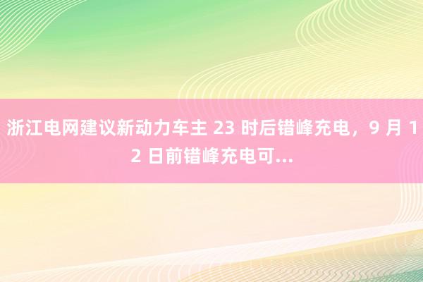 浙江电网建议新动力车主 23 时后错峰充电，9 月 12 日前错峰充电可...