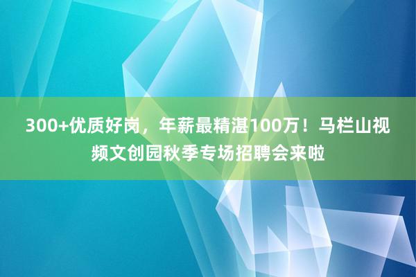 300+优质好岗，年薪最精湛100万！马栏山视频文创园秋季专场招聘会来啦